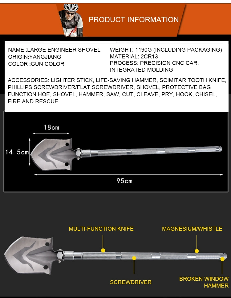 Different Types Multifunction Military Tool Accessories Outdoor Multitool Compact Tactical Shovel