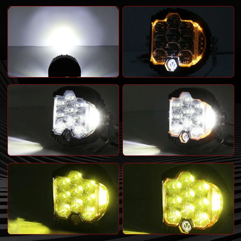 5inch White Yellow Amber Driving Fog Offroad Bumper Dual Side Shooter LED Work Light for Truck